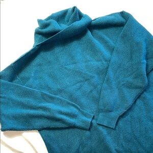 Free People Softly Structured Tunic Teal Turtleneck Sweater